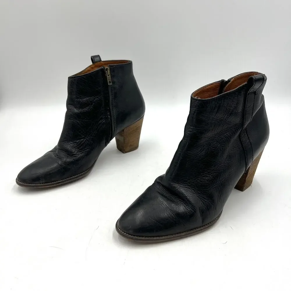 Madewell Billie Boots Black Leather Ankle Booties Western Boho